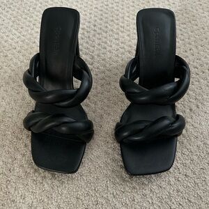 Women’s size 7, open edit black heel sandals. Great condition, worn only once.